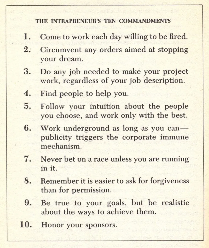 The Intrapreneur’s Ten Commandments, by Gifford Pinchot